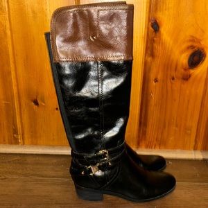 COPY - NWOT Liz Claiborne ladies Riding Boots Black and Brown Zip Up.Memory foam